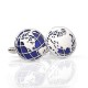 Unisex Smart Blue Round Globe Map Cufflinks