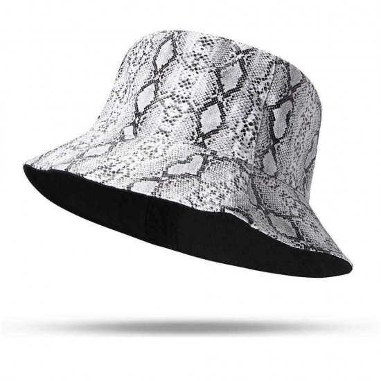 Unisex Snake Pattern Bucket Hat Double-sided Bucket Hat Wearable Sun Shade Fisherman Hat