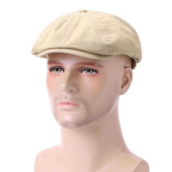 Unisex Solid Color Simple Cotton Beret Caps Outdoor Casual Sunshade Adjustable Painter Hat