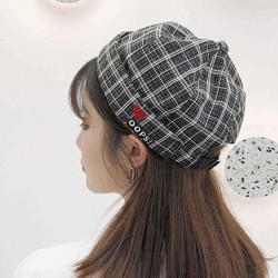 Unisex Street Retro Dome Rolled Cuff Plaid Stripes Letter Embroidery Skull Cap Sailor Beanie Hat