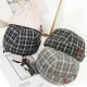 Unisex Street Retro Dome Rolled Cuff Plaid Stripes Letter Embroidery Skull Cap Sailor Beanie Hat