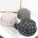 Unisex Street Retro Dome Rolled Cuff Plaid Stripes Letter Embroidery Skull Cap Sailor Beanie Hat