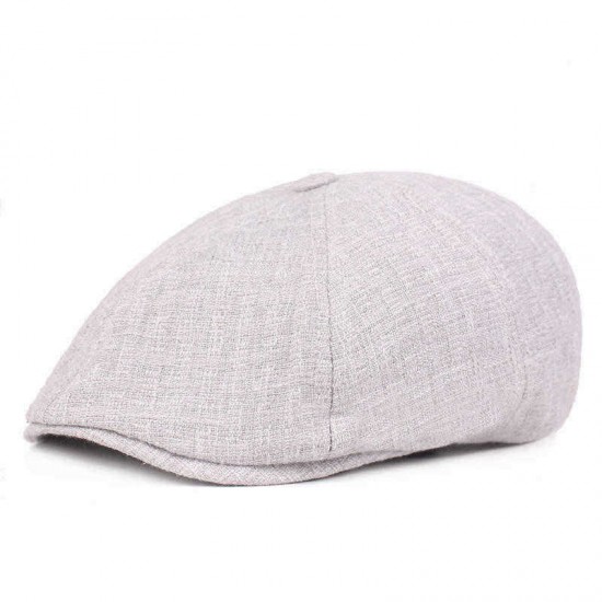 Unisex Summer Cotton And Linen Beret Caps Forward Caps Outdoor Travel Hats Solid Beret Cap