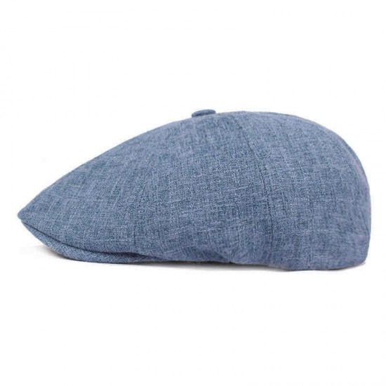 Unisex Summer Cotton And Linen Beret Caps Forward Caps Outdoor Travel Hats Solid Beret Cap