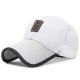 Unisex Sunshade Casual Mesh Cap Thin Cloth Breathable Baseball Cap Summer Leather Label Outdoor Fishing Long Sun Hat