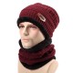 Unisex Thick Knitting Skull Ski Cap Soft Lined Slouchy Beanies Hat Scarf Set