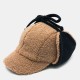 Unisex Tweed Earmuffs Warm Solid Color Baseball Cap With String