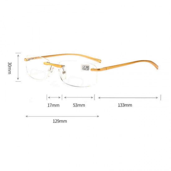 Unisex Ultra-light Retro Far and Near Use No-frame Reading Glasses