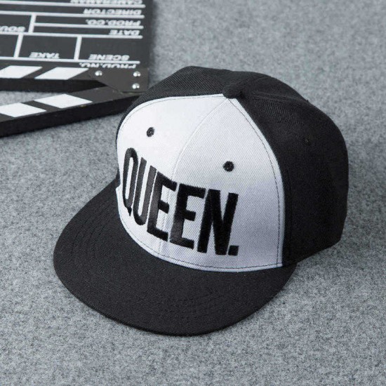 Unisex Versatile Fashion Hat Baseball Cap Embroidery Letter KING Queen Couple Flat Hat