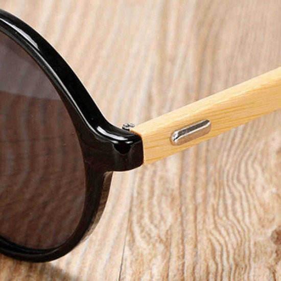 Unisex Vintage Retro Round UV400 Sunglasses Handmade Bamboo Leg Shades Eyewear Glasses