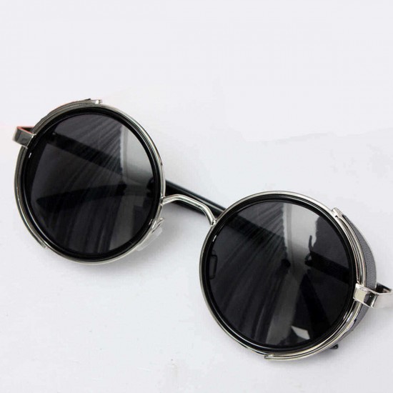 Unisex Vintage UV400 Sunglasses Steampunk Round Mirror Lens Glasses