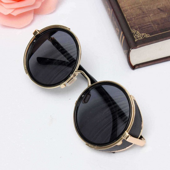 Unisex Vintage UV400 Sunglasses Steampunk Round Mirror Lens Glasses