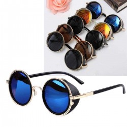 Unisex Vintage UV400 Sunglasses Steampunk Round Mirror Lens Glasses