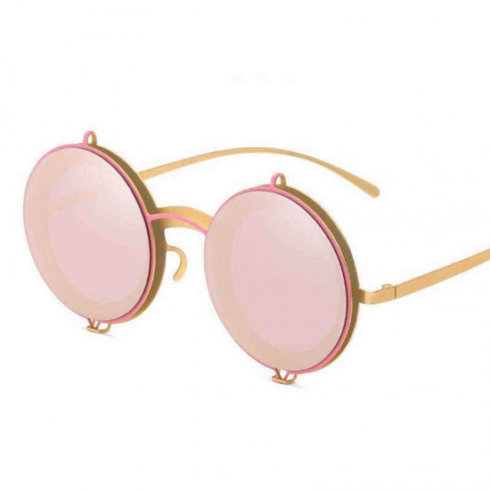 Unisex Vogue Wild Anti-UV Sunglasses Metal Full-frame PC Circle Round Sunglasses