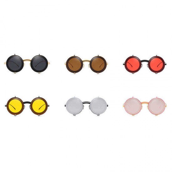 Unisex Vogue Wild Anti-UV Sunglasses Metal Full-frame PC Circle Round Sunglasses