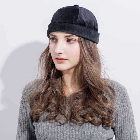 Unisex Warm Velvet Brimless Hats Street Vintage Chic Sailor Cap