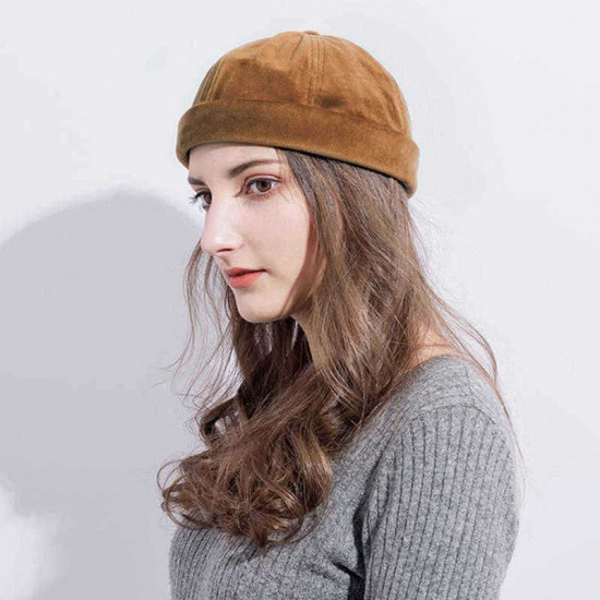 Unisex Warm Velvet Brimless Hats Street Vintage Chic Sailor Cap