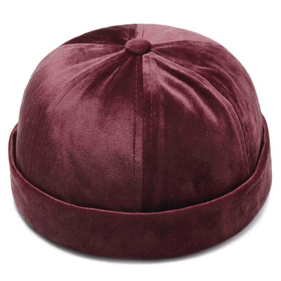 Unisex Warm Velvet Brimless Hats Street Vintage Chic Sailor Cap