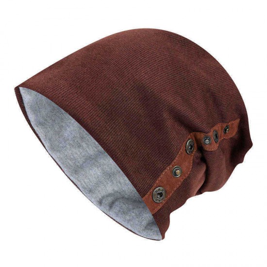 Unisex Winter Buckled Pleated Pile Cap Outdoor Sports Cotton Riding Beanie