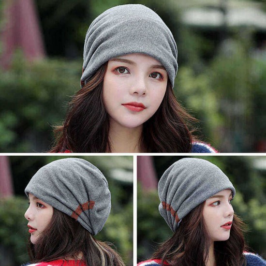 Unisex Winter Buckled Pleated Pile Cap Outdoor Sports Cotton Riding Beanie