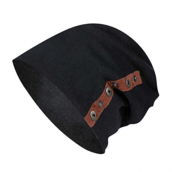 Unisex Winter Buckled Pleated Pile Cap Outdoor Sports Cotton Riding Beanie