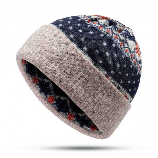 Unisex Winter Dual-Use Adjustable Print Cotton Beanie Hat Neck Warmer