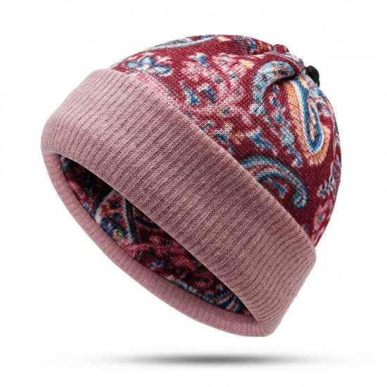 Unisex Winter Dual-Use Adjustable Print Cotton Beanie Hat Neck Warmer