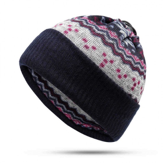 Unisex Winter Dual-Use Adjustable Print Cotton Beanie Hat Neck Warmer