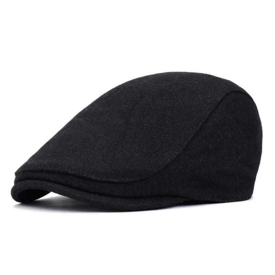 Unisex Winter Fall Classic Monochrome Cotton Beret Elastic Peaked Cap Painter Hat