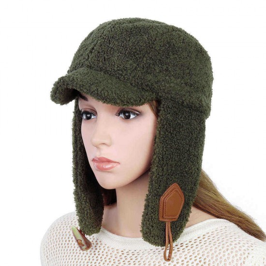 Unisex Winter Fashion Trapper Hat Casual Warm Cap Lamb Velvet Earmuffs Hat