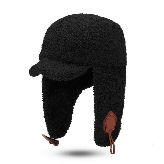 Unisex Winter Fashion Trapper Hat Casual Warm Cap Lamb Velvet Earmuffs Hat