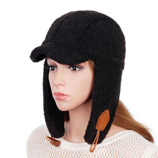 Unisex Winter Fashion Trapper Hat Casual Warm Cap Lamb Velvet Earmuffs Hat