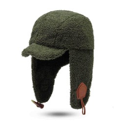 Unisex Winter Fashion Trapper Hat Casual Warm Cap Lamb Velvet Earmuffs Hat