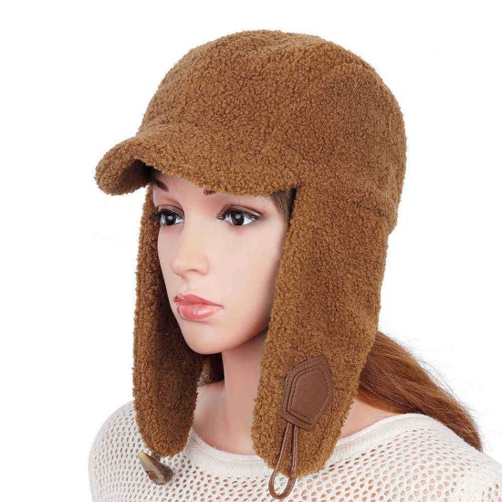 Unisex Winter Fashion Trapper Hat Casual Warm Cap Lamb Velvet Earmuffs Hat