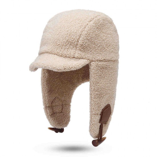 Unisex Winter Fashion Trapper Hat Casual Warm Cap Lamb Velvet Earmuffs Hat