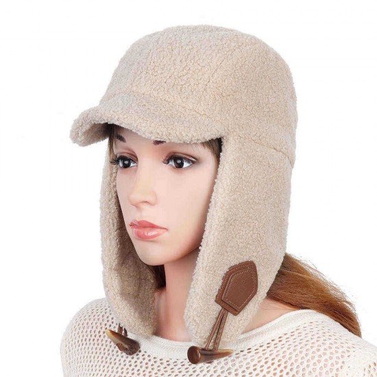 Unisex Winter Fashion Trapper Hat Casual Warm Cap Lamb Velvet Earmuffs Hat