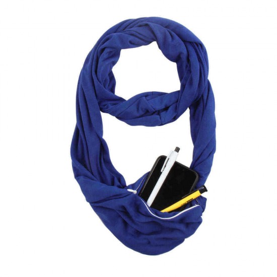 Unisex Winter Multipurpose Vintage Scarf With Zipper Pocket Portable Cotton Soft Infinity Scarf