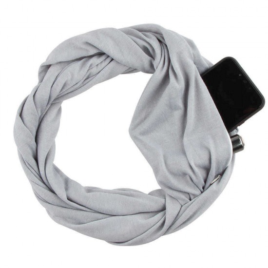 Unisex Winter Multipurpose Vintage Scarf With Zipper Pocket Portable Cotton Soft Infinity Scarf