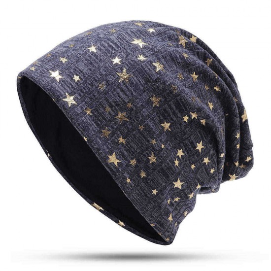 Unisex Winter Outdoor Fashion Pentagram Print Warm Slouchy Knit Beanie Brimless Hats