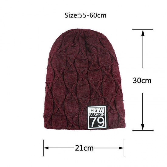 Unisex Winter Outdoor Sports Thicken Woolen Weaving Knitted Beanie Hats