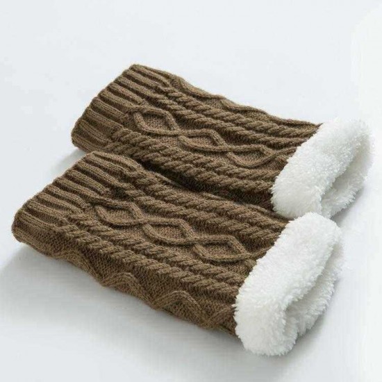 Unisex Winter Plus Velvet Knitting Knee Ankle Calf Warmer Pads Wool Warm Boots Deco Skirt Tube Socks