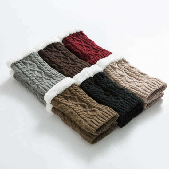 Unisex Winter Plus Velvet Knitting Knee Ankle Calf Warmer Pads Wool Warm Boots Deco Skirt Tube Socks