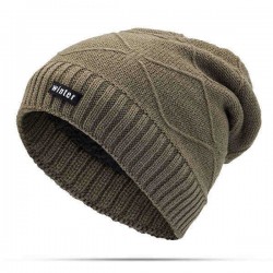 Unisex Winter Warm Thickened Velvet Liner Knitted Hat Outdoor Casual Baggy Beanie Cap