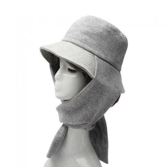 Unisex Winter Wool Warm Scarf Fisherman Hat Outdoor Fashion Ear Protective Bucket Cap