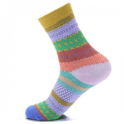 Unisex Women Men Harajuku Style Stripe Cotton Socks Design Multi-Color Mid Calf Hosiery