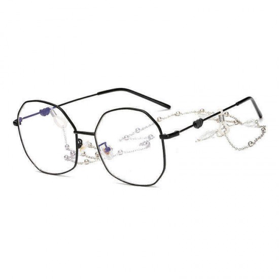 Universal Men Women Ultra-Light Large Frame Optical Glasses with Hanging Chain