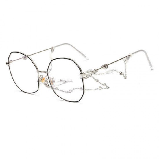 Universal Men Women Ultra-Light Large Frame Optical Glasses with Hanging Chain