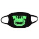 Unsiex Men Noctilucence Luminous Green Cartoon Skeleton Pattern Anti-Dust Cotton Mouth Mask