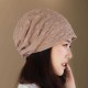 Vintage Cotton Breathable Beanie Cap Women Earmuffs Flexible Turban Cap