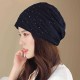 Vintage Cotton Breathable Beanie Cap Women Earmuffs Flexible Turban Cap